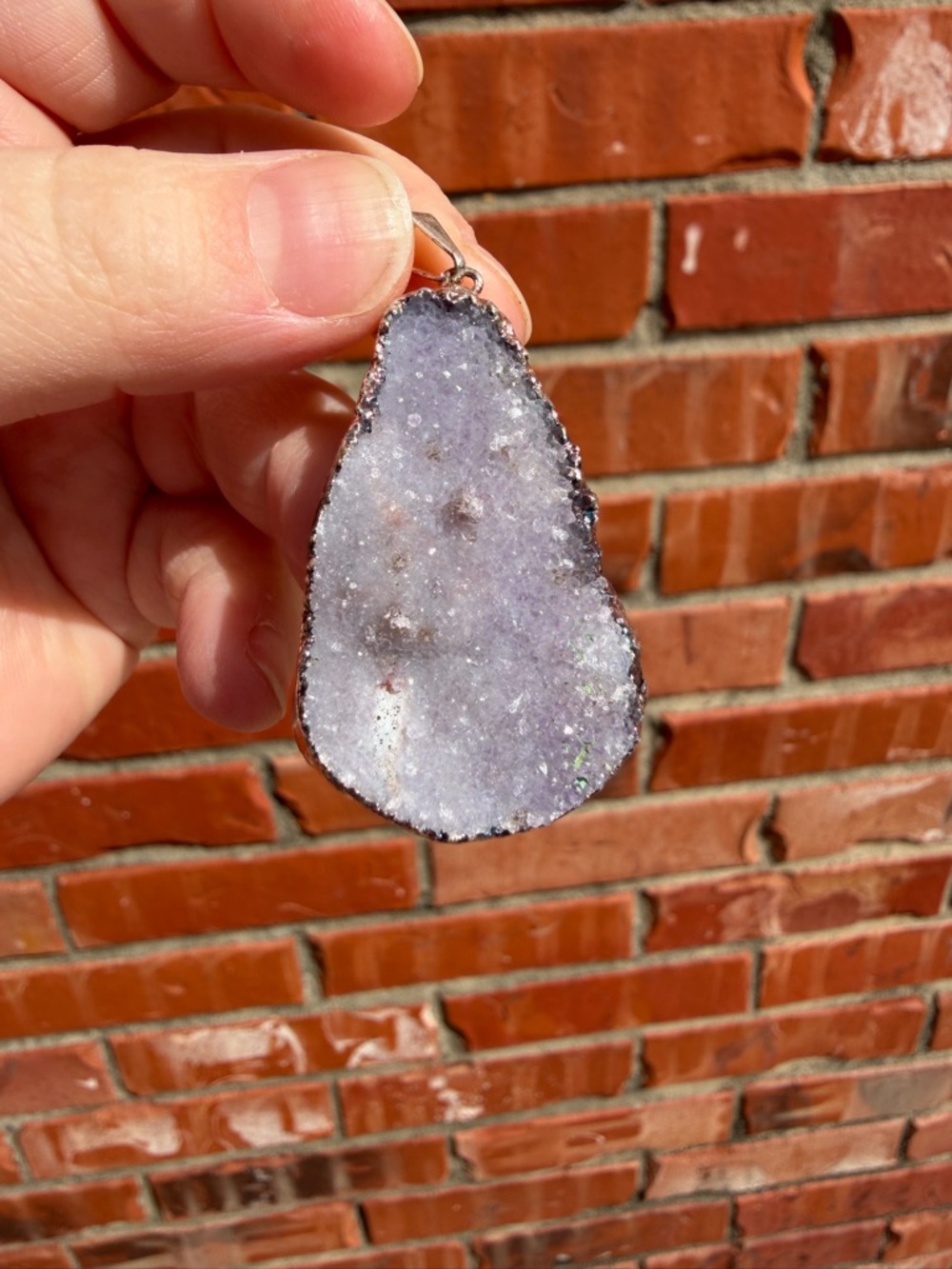 Lavender Druzy Teardrop Pendant Necklace - Women Jewelry Amethyst Pendant #7